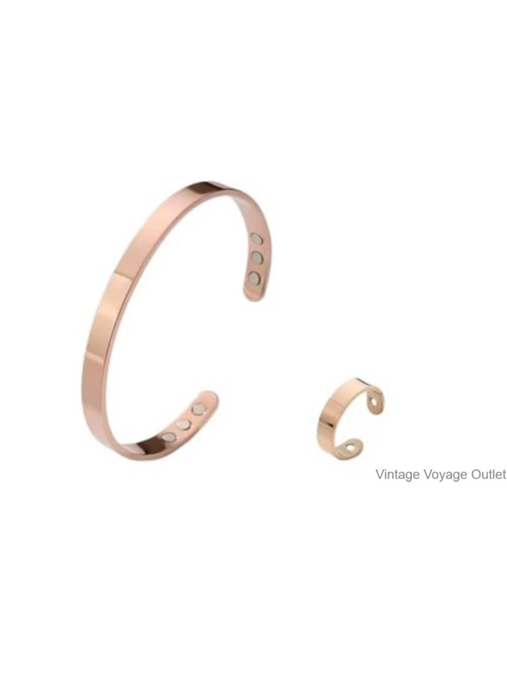 Stainless Steel Cuff Bracelet Ring Set Minimalist Jewelry Gift for Women